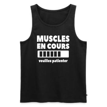 Muscles En Cours Veuillez Patienter - Débardeur bio Premium Homme - noir - Devant - Michal (187cm)