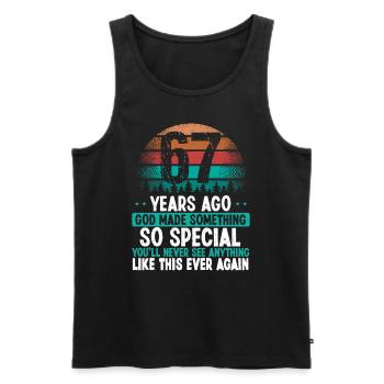 67 Birthday God made something special 67 Year Old - Männer Premium Bio Tank Top - Schwarz - Vorne - AI Model Male 178 light (178cm)