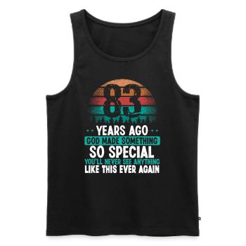 83 Birthday God made something special 83 Year Old - Men's Premium Organic Tank Top - black - Front - AI Model Male 178 light (178cm)
