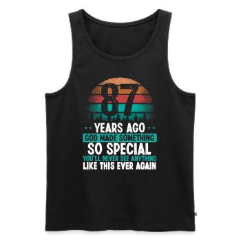 87 Birthday God made something special 87 Year Old - Men's Premium Organic Tank Top - black - Front - AI Model Male 178 light (178cm)