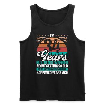 34 Years Old Sarcasm Humor Old Funny 34 Birthday - Männer Premium Bio Tank Top - Schwarz - Vorne - Michal (187cm)