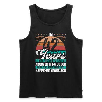 42 Years Old Sarcasm Humor Old Funny 42 Birthday - Men's Premium Organic Tank Top - black - Front - Michal (187cm)