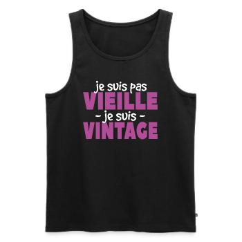 Je Suis Pas Vieille Je Suis Vintage - Débardeur bio Premium Homme - noir - Devant - Michal (187cm)