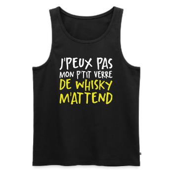 Je Peux Pas Mon P'tit Verre De Whisky M'attend - Débardeur bio Premium Homme - noir - Devant - Michal (187cm)