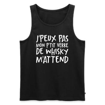 Je Peux Pas Mon P'tit Verre De Whisky M'attend - Débardeur bio Premium Homme - noir - Devant - AI Model Male 178 light (178cm)