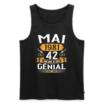 Mai 1981 42 Ans Que Je Suis Génial Anniversaire - Débardeur bio Premium Homme - noir - Devant - Michal (187cm)
