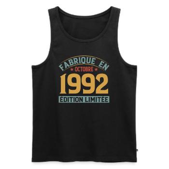 Fabriqué En Octobre 1992 Édition Limitée - Débardeur bio Premium Homme - noir - Devant - AI Model Male 178 light (178cm)