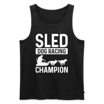 Champion de course de chiens de traîneau Alaska Husky Sleighdding - Débardeur bio Premium Homme - noir - Devant - AI Model Male 178 light (178cm)