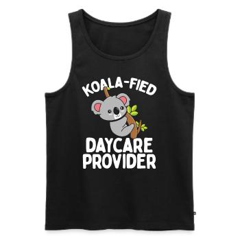 Fournisseur de garderie Koala Koalafied Childcare Teacher - Débardeur bio Premium Homme - noir - Devant - Michal (187cm)
