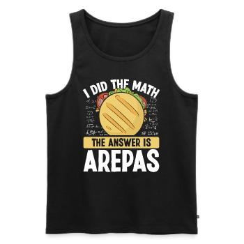 Vénézuélien J’ai fait le calcul la réponse est Arepas - Débardeur bio Premium Homme - noir - Devant - Michal (187cm)