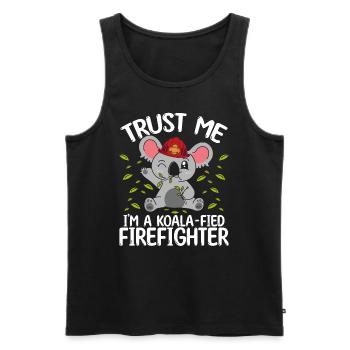 Koala Firefighter Rescue Team Night Shift Fire - Men's Premium Organic Tank Top - black - Front - AI Model Male 178 light (178cm)