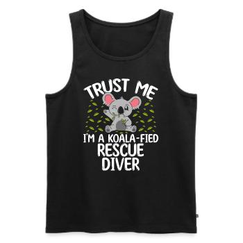 Diving First Koalafied Rescue Diver Instructor - Men's Premium Organic Tank Top - black - Front - AI Model Male 178 light (178cm)