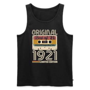 Vintage Geburtstag Original Geschenkidee 1921 - Männer Premium Bio Tank Top - Schwarz - Vorne - Michal (187cm)