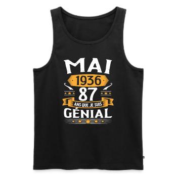 Mai 1936 87 Ans Que Je Suis Génial Anniversaire - Débardeur bio Premium Homme - noir - Devant - Michal (187cm)