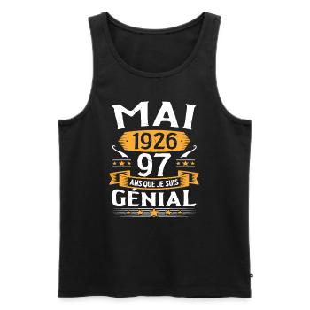 Mai 1926 97 Ans Que Je Suis Génial Anniversaire - Débardeur bio Premium Homme - noir - Devant - AI Model Male 178 light (178cm)