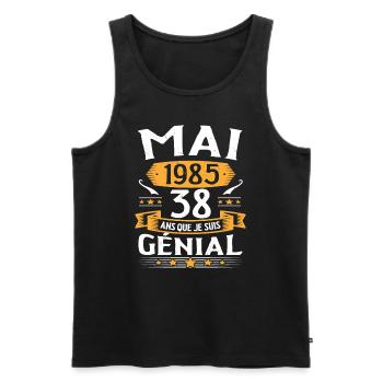 Mai 1985 38 Ans Que Je Suis Génial Anniversaire - Débardeur bio Premium Homme - noir - Devant - Michal (187cm)