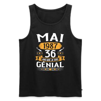 Mai 1987 36 Ans Que Je Suis Génial Anniversaire - Débardeur bio Premium Homme - noir - Devant - Michal (187cm)