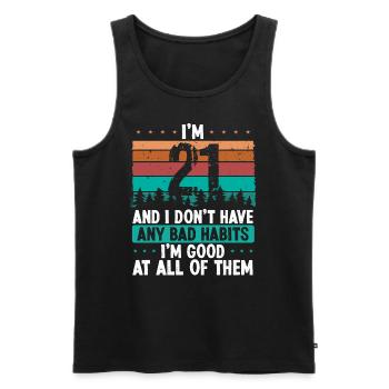 21 Year Old Birthday Funny Humor 21 Birthday - Men's Premium Organic Tank Top - black - Front - AI Model Male 178 light (178cm)