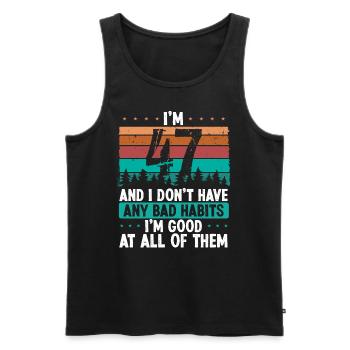 47 Year Old Birthday Funny Humor 47 Birthday - Men's Premium Organic Tank Top - black - Front - AI Model Male 178 light (178cm)