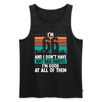 66 Year Old Birthday Funny Humor 66 Birthday - Men's Premium Organic Tank Top - black - Front - AI Model Male 178 light (178cm)