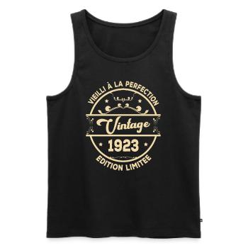 Vintage 1923 Idée Cadeau D Anniversaire Rétro 1923 - Débardeur bio Premium Homme - noir - Devant - Michal (187cm)