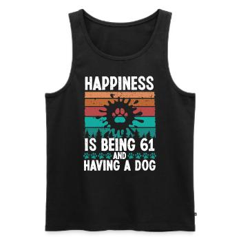 61 Year Old Happiness Dog Dad 61 Birthday Dog Mom - Männer Premium Bio Tank Top - Schwarz - Vorne - Michal (187cm)