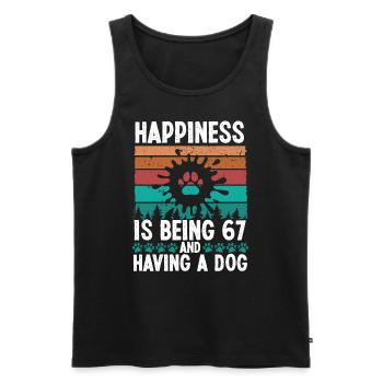 67 Year Old Happiness Dog Dad 67 Birthday Dog Mom - Männer Premium Bio Tank Top - Schwarz - Vorne - AI Model Male 178 light (178cm)