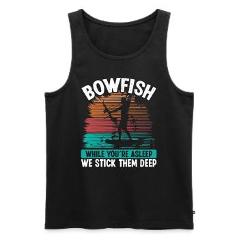 Bowfishing While you are asleep we stick them deep - Men's Premium Organic Tank Top - black - Front - AI Model Male 178 light (178cm)