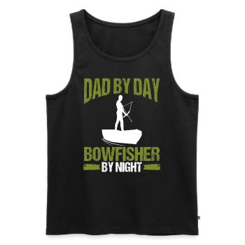 Bowfishing Dad by Day Bowfisher by Night Airboat - Men's Premium Organic Tank Top - black - Front - Michal (187cm)