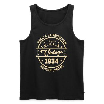 Vintage 1934 Idée Cadeau D Anniversaire Rétro 1934 - Débardeur bio Premium Homme - noir - Devant - Michal (187cm)