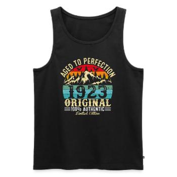 Perfekt gealtert 1923 Original - Männer Premium Bio Tank Top - Schwarz - Vorne - AI Model Male 178 light (178cm)