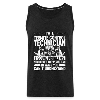 Technicien en lutte contre les termites Solve Pest Controller - Débardeur bio Premium Homme - charbon - Devant - Alexander (188cm)