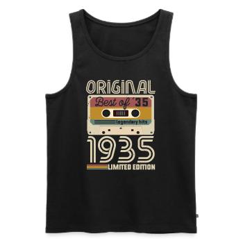 Anniversaire Vintage Idée Cadeau Original 1935 - Débardeur bio Premium Homme - noir - Devant - Michal (187cm)