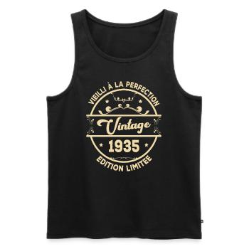 Vintage 1935 Idée Cadeau D Anniversaire Rétro 1935 - Débardeur bio Premium Homme - noir - Devant - Michal (187cm)