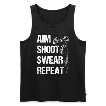 Bowfishing Aim Shoot Swear Repeat Bowfisher - Men's Premium Organic Tank Top - black - Front - Michal (187cm)