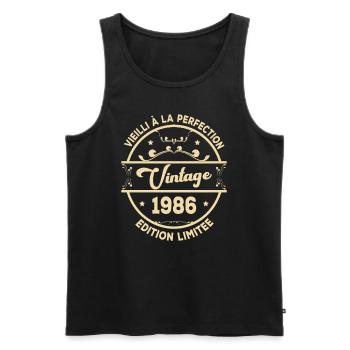 Vintage 1986 Idée Cadeau D Anniversaire Rétro 1986 - Débardeur bio Premium Homme - noir - Devant - Michal (187cm)
