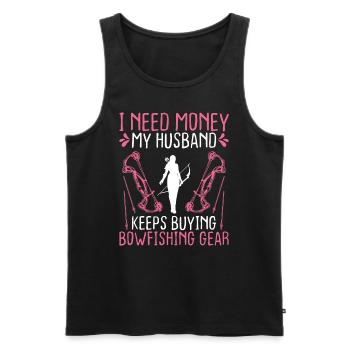 Bowfishing Wife Bowhunter Fisherman Bowfisher Girl - Männer Premium Bio Tank Top - Schwarz - Vorne - AI Model Male 178 light (178cm)