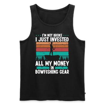 Bowfishing Invested my Money Fisherman Bowhunter - Männer Premium Bio Tank Top - Schwarz - Vorne - AI Model Male 178 light (178cm)