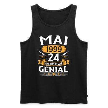 Mai 1999 24 Ans Que Je Suis Génial Anniversaire - Débardeur bio Premium Homme - noir - Devant - Michal (187cm)