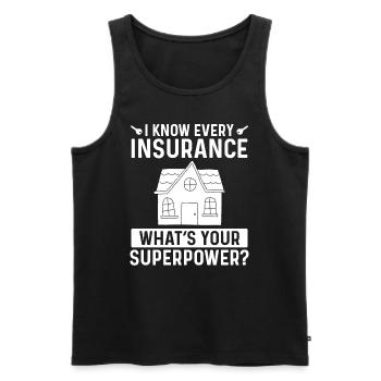 House Insurance Agent Superpower Life Broker - Men's Premium Organic Tank Top - black - Front - AI Model Male 178 light (178cm)