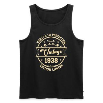 Vintage 1938 Idée Cadeau D Anniversaire Rétro 1938 - Débardeur bio Premium Homme - noir - Devant - Michal (187cm)