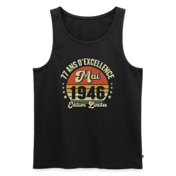 May 1946 77 Years Anniversary Vintage Gift Idea - Men's Premium Organic Tank Top - black - Front - Michal (187cm)