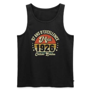May 1926 97 Years Anniversary Vintage Gift Idea - Men's Premium Organic Tank Top - black - Front - AI Model Male 178 light (178cm)