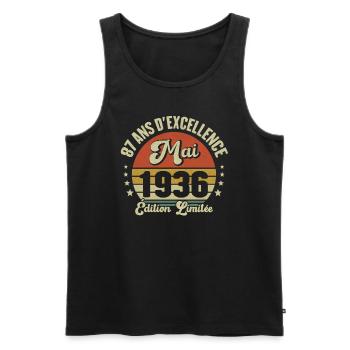 May 1936 87 Years Anniversary Vintage Gift Idea - Men's Premium Organic Tank Top - black - Front - Michal (187cm)