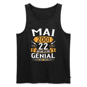 Mai 2001 22 Ans Que Je Suis Génial Anniversaire - Débardeur bio Premium Homme - noir - Devant - Michal (187cm)