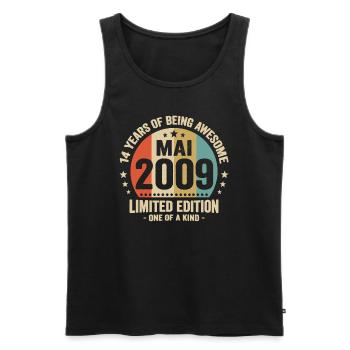 May 2009 14 Years Anniversary Vintage Gift Idea - Men's Premium Organic Tank Top - black - Front - Michal (187cm)