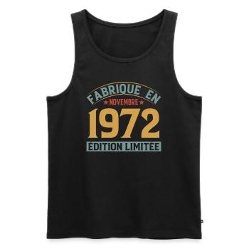 Fabriqué En Novembre 1972 Édition Limitée - Débardeur bio Premium Homme - noir - Devant - AI Model Male 178 light (178cm)