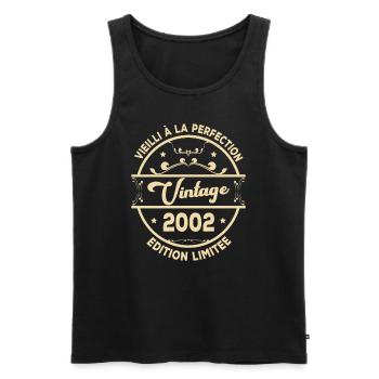Vintage 2002 Idée Cadeau D Anniversaire Rétro 2002 - Débardeur bio Premium Homme - noir - Devant - Michal (187cm)