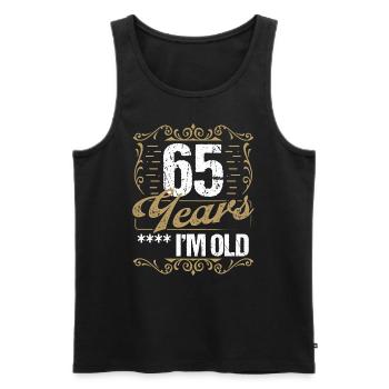 Sarcasme de 65 ans dans l’idée de l’humour vintage65 Ye - Débardeur bio Premium Homme - noir - Devant - AI Model Male 178 light (178cm)