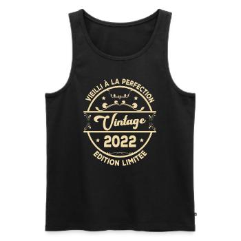 Vintage 2022 Idée Cadeau D Anniversaire Rétro 2022 - Débardeur bio Premium Homme - noir - Devant - Michal (187cm)